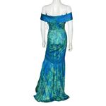 Rene Ruiz Collection Off the Shoulder Fit and Flare Gown Blue Green Women’s Sz 0 Photo 4