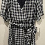 Julia Jordan  Navy Blue White Plaid Short Sleeve Mini Dress Photo 0