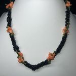 Vintage Black Onyx Coral & Jade Bead Necklace Photo 4