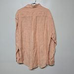 Flax Womens Men's Shirt Linen Button Down Orange Stripe Shirt Minimalist Sz M Photo 8