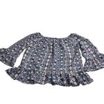 Sanctuary Floral Print Off Shoulder Top Sz M Multicolor Peplum 3/4 Sleeve Boho Photo 3