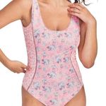 Love Shack Fancy NEW Mikkel Floral One Piece Swimsuit in Pink White Blue Medium Photo 0