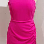 Sincerely Jules Fuchsia Halter Rhinestone Fringe Accents Backless Dress Size XL Pink Photo 0