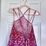 Anthropologie BY Pink Floral Sheer Mini dress Strappy Halter Size XS Summer Photo 5