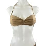 Princess Polly  Gold Metallic Halter Bandeau Bikini Two Piece Swimsuit Size 2/4 Photo 3