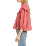 Free People  Laura Western Top Red Berry Size XS Boho Embroidered FLAW Repaired Photo 1