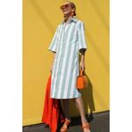 Lake x Atlantic Pacific Marnie Caftan Azure Stripe Night Shirt Dress Cotton Blue Size XL Photo 1