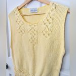 Vintage Nisha Knits Yellow Sleeveless Sweater Vest Cotton Pointelle Knit S/M Photo 1