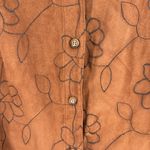 Sag Harbor  Brown Floral Button front shirt jacket 1X faux suede eyelet plus fall Photo 7