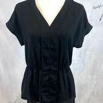 Halogen  black vneck peplum top size small Photo 0