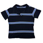 Brandy Melville  Striped Polo Short Sleeve Top Blue One‎ Size Photo 0