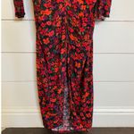 ASTR The Label Jamila Red Floral Puff Sleeve Ruched Bodycon Midi Dress M EUC Photo 9
