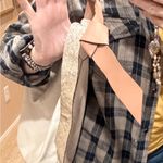 Gianni Chiarini Italian Leather Hobo Tote Bag in Cream and Tan Metallic Internal Photo 4