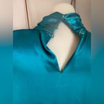 Handmade Teal Silk High Neck Maxi Shift Dress Blue Size M Photo 7