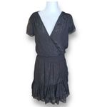 Michael Kors  Dress Faux Wrap Black Metallic Shimmer Asymmetrical Ruffle Sheer Photo 2