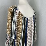 Elan  Women's Off Shoulder Dress Mini Multicolor Wide Ruffle Sleeves One Size Photo 6