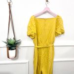 Ann Taylor Yellow Short Sleeve Tie Waist Jumper Size 6 Photo 4