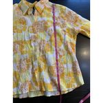 O Shirt Happy Yellow Crinkle Gauze‎ Blouse Womens Plus Size 22W Button Up Church Photo 7