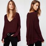 We The Free We The Free People Laguna Waffle Knit Top Burgundy Red Long Sleeves Size Medium Photo 1