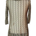 KAKTUS Geometric Print Sheer Overlay Kimono Cardigan Top 3/4 Sleeve Asymmetrical Size M Photo 0