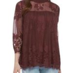 Chance or Fate Women’s Maroon Lace High Neck Blouse Top Victorian Vamp Goth Photo 13
