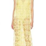 For Love & Lemons $300 Emma Yellow Floral Sheer Bodysuit & Sparkle Maxi Dress Photo 1