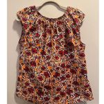 Marni Women's S Orange Multi Floral Blouse Short Sleeve Top Photo 4