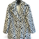 City Streets Eilly Bazar Faux Fur Jacket Women M Leopard Print White Black Plush Fashion Boho Photo 0