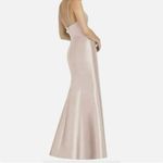 Alfred Sung  Champagne Satin Mermaid Gown with Slit Size 14 Photo 3