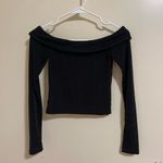 Edikted Women's Long Sleeve Off-the-Shoulder Black Cropped Top (Size XS) Photo 0