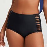 Black High Waisted Bikini Bottoms Cheeky High Cut Swimsuit Size XL NWT #0409 Photo 3