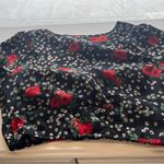 Nasty Gal Black Floral Tie Front Crop Blouse Photo 2