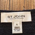 St. John Collection St. John Black Santana Knit Blazer Size 16 Fringe Embroidered Trim Long Sleeve Photo 3