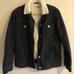 Topshop Black Fur Lined Denim Jacket Photo 0