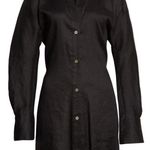 Vince NWOT  Long Sleeve Stretch Linen Blend Mini Shirtdress black sz S Photo 0