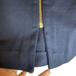 Catherine Malandrino  Size 8 Navy Pencil Skirt‎ Gold Zipper Front Stretch Photo 2