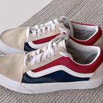 Vans Van’s Old Skool Retro Block Red Navy Blue Beige Sneakers Men’s 5.5 Women’s 7.0 Photo 7