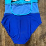 Vtg Christina 3 Tone One Piece Swimsuit Sz 12 Turquoise Periwinkle Blue Photo 9