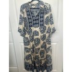 Umgee Abstract Views Navy Cream Midi Dress Women's Large Tribal Print Boho Photo 1