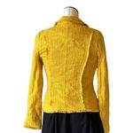 Carolina belle NWOT  Yellow Zipper Fringe Detail Moto Blazer Cotton Small Photo 3