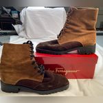 Salvatore Ferragamo  Suede Leather Lace Up, 2 Tone Boots,‎ size 10 Photo 4