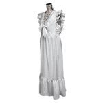 EXPRESS Women’s White Ruffle Sleeve Tie Front Tiered Maxi Dress Size XL Cottege Photo 3