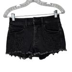 American Eagle Outfitters Distressed Hi-Rise Shortie Black 4 Lace Applique Photo 10