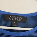KASPER Blue Black Horizontal Striped Short Sleeve Office Preppy Knit Sweater Top Size 8 Photo 2