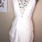 BCBGMAXAZRIA Hanah Off White Lace Dress Asymmetrical Tiered Skirt Bridal Size 4 Photo 0