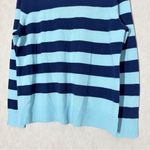 Lands' End Lands’ End 100% Cashmere Turtleneck Sweater in Deep Sea Navy/Aqua Stripe XLT Photo 3