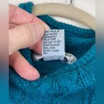 Crystal Sportswear Teal Cable Knit Long Sleeve Silk/Angora Blend Sweater #GSWB Green Size M Photo 2