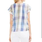 Vince Camuto Tank Blouse Madras Plaid Pastel Ruffle Sleeve Casual Size Small Photo 1