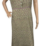 Vintage 90s Stonebridge Floral Maxi Dress with Button and Velvet Trim Detail Green Size 8 Photo 0