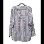 NYDJ Not Your Daughters Jeans Paisley Print Long Sleeve Blouse Plus Size 2X Purple Size XXL Photo 6